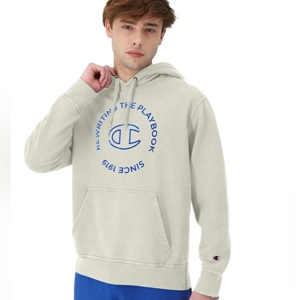 NWT Champion Beige Mineral Dye Graphic Hoodie Size 2XL